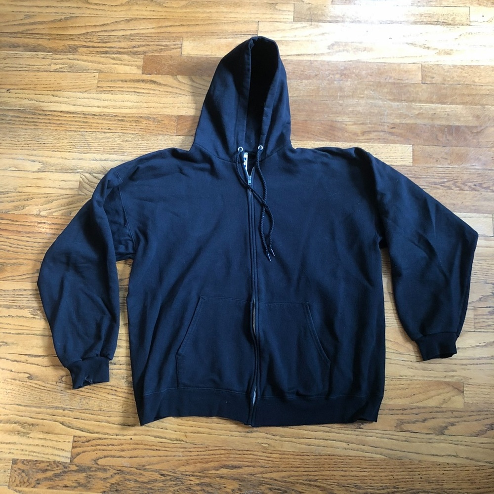 Hanes Black Full Zip Up Hooded Sweatshirt
